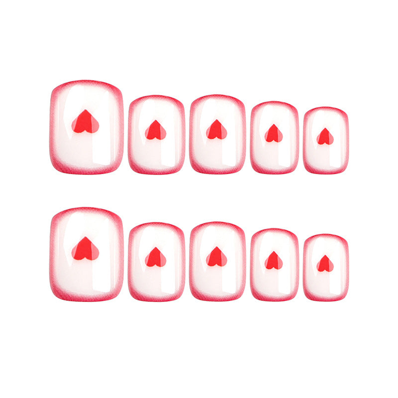 24pcs/Set Minimalist Red Heart Press-On Nails