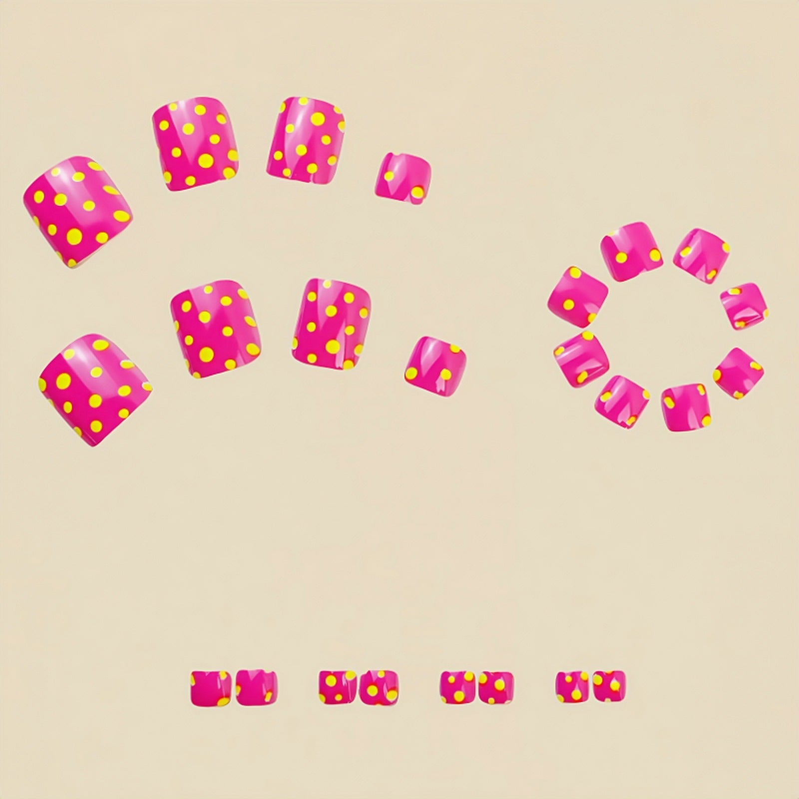 24pcs/Set Yellow Polka Dots Press On Toe Nails