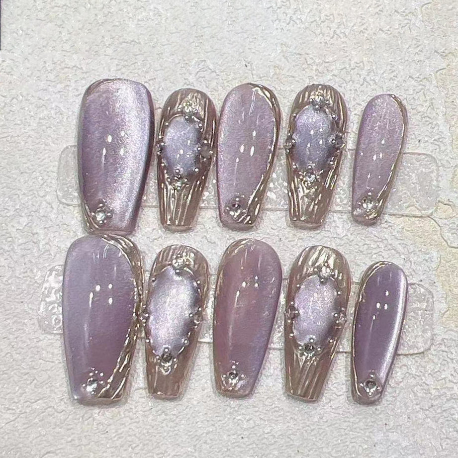 (Handmade) 10pcs/Set Buccellati-Inspired French Press-On Nails