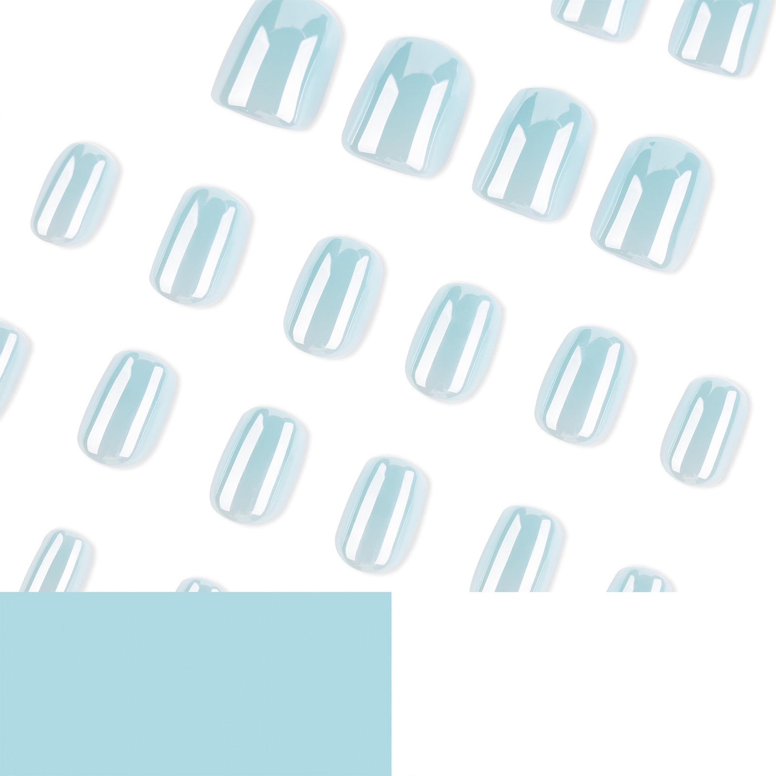 24pcs/Set Solid Teal Chrome Press-On Nails