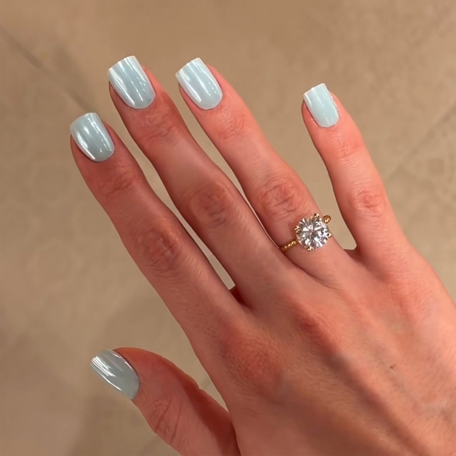 24pcs/Set Solid Teal Chrome Press-On Nails