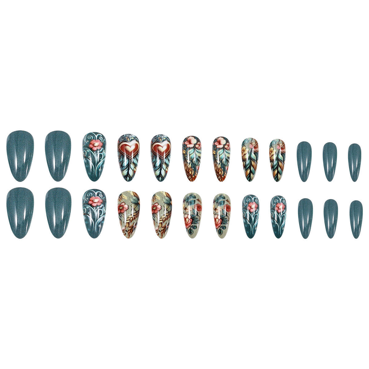 24pcs/Set Gold Square Electroplated Press-On Nails