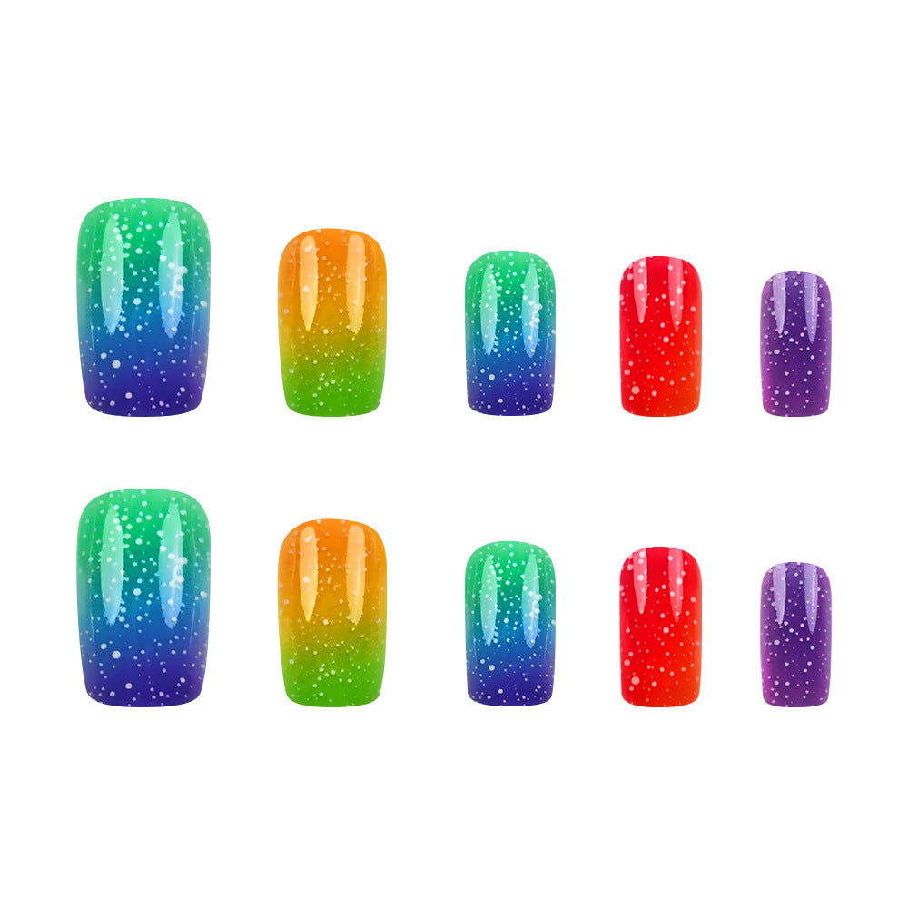 24pcs/Set Purple Gradient with Fine Glitter Press-On Nails