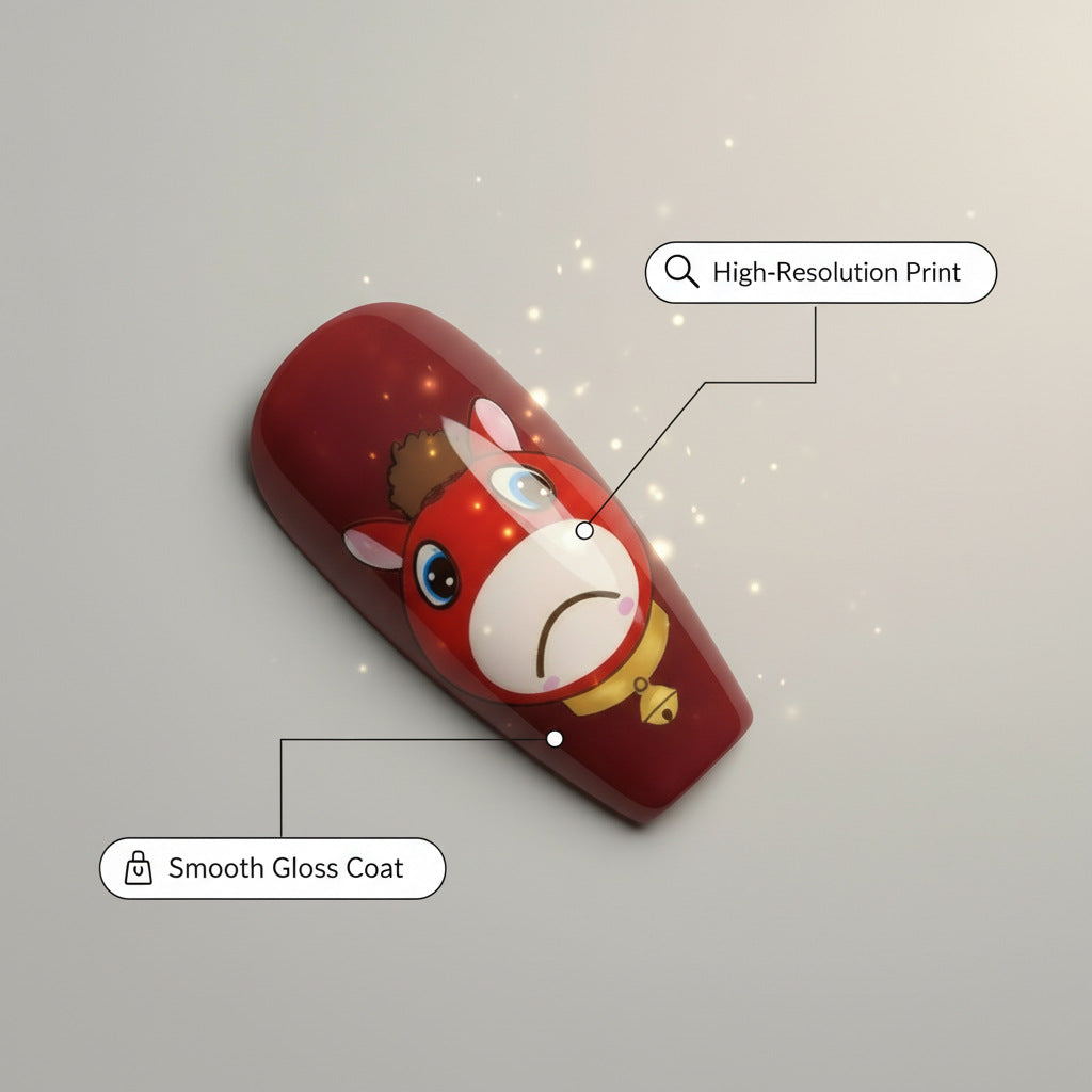 24pcs/Set Crying Face Horse & Smiling Face Horse Press-On Nails