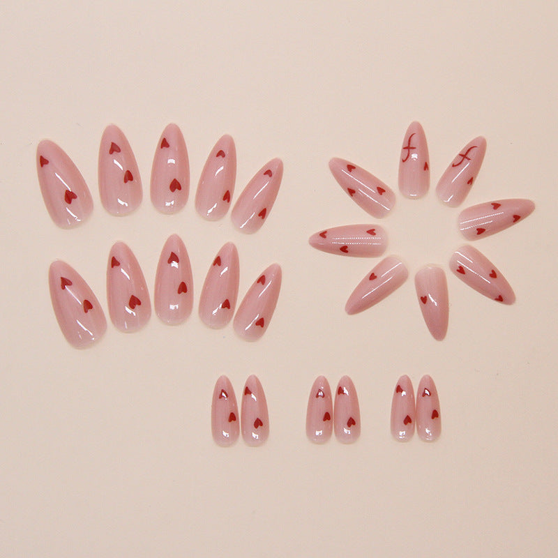 24pcs/Set Red Little Heart Press On Nails