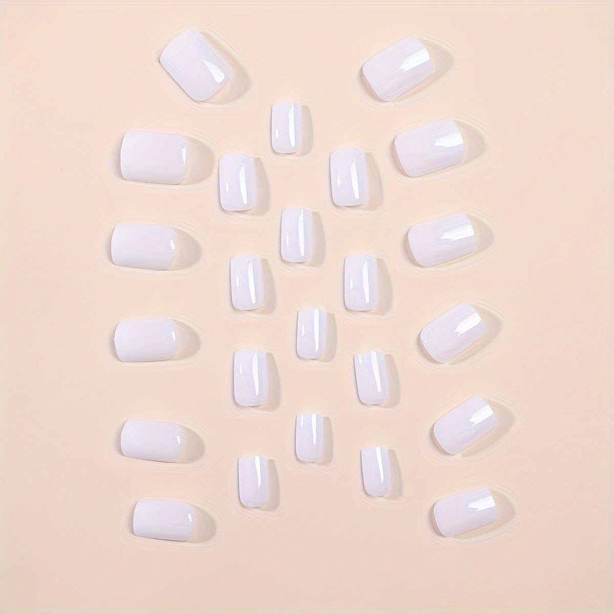 24pcs/Set Solid White Short Press-On Nail