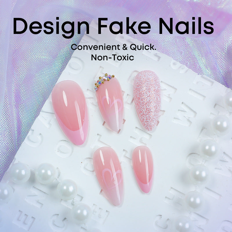 24pcs/Set Pink-to-White Glitter Ombre French Press-On Nails