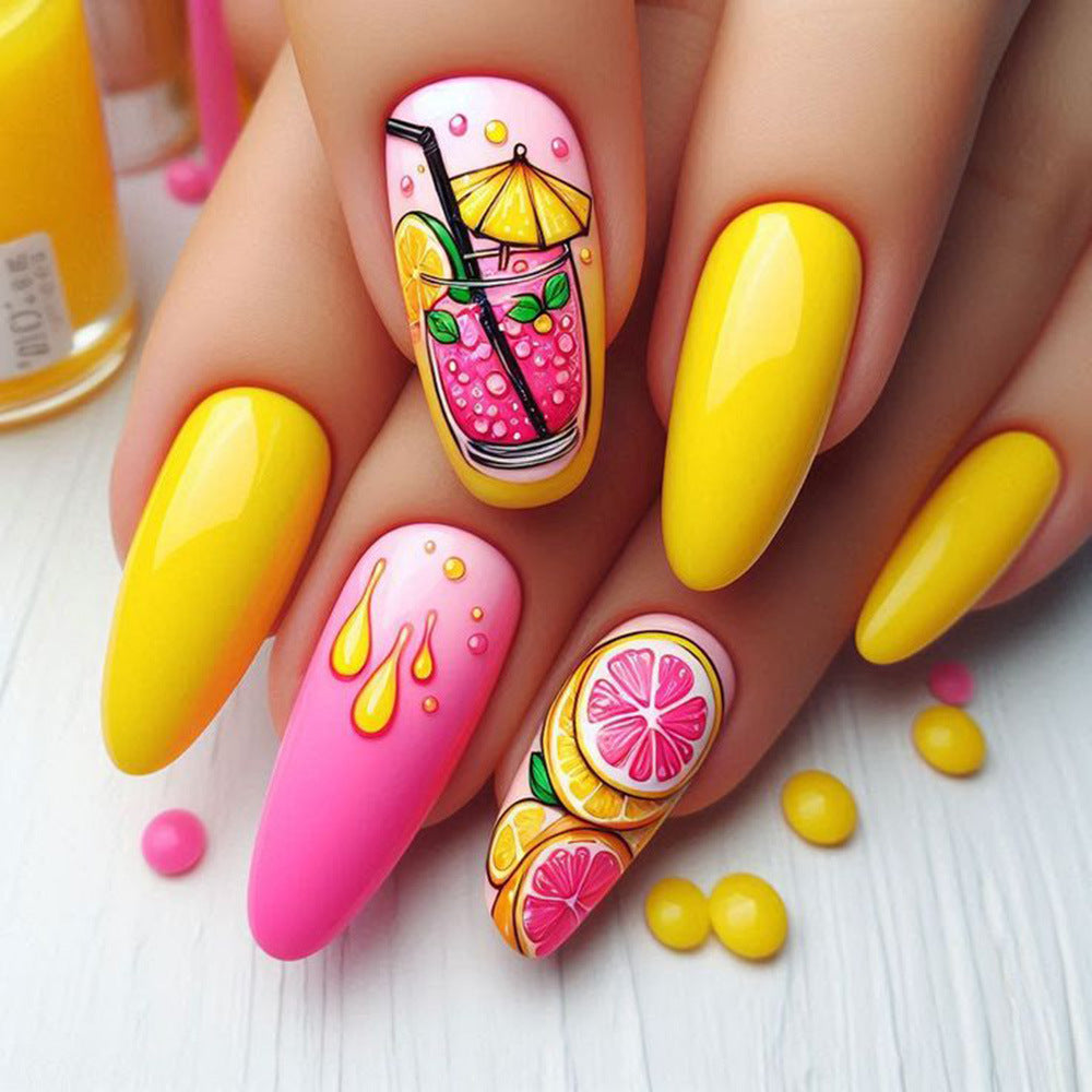 24pcs/Set Energetic Fruit Theme Press-On Nails