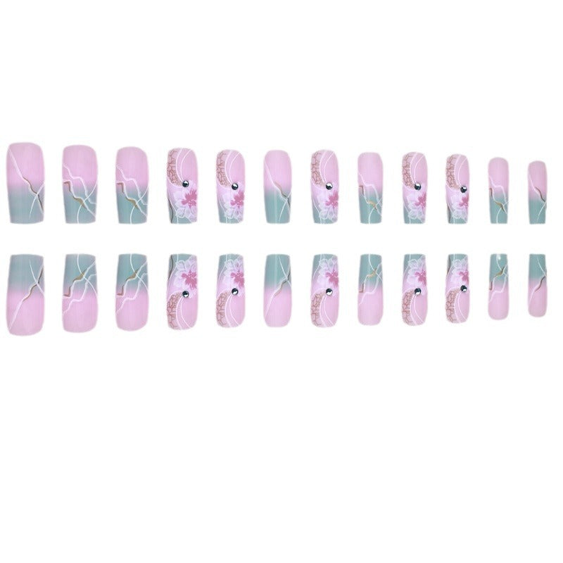 24pcs/Set Gradient Flower Press-On Nails