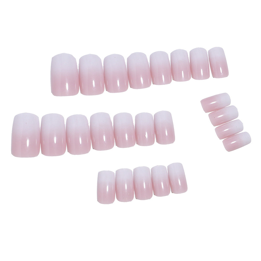 24pcs/Set Gradient French Icy Translucent Press-On Nails
