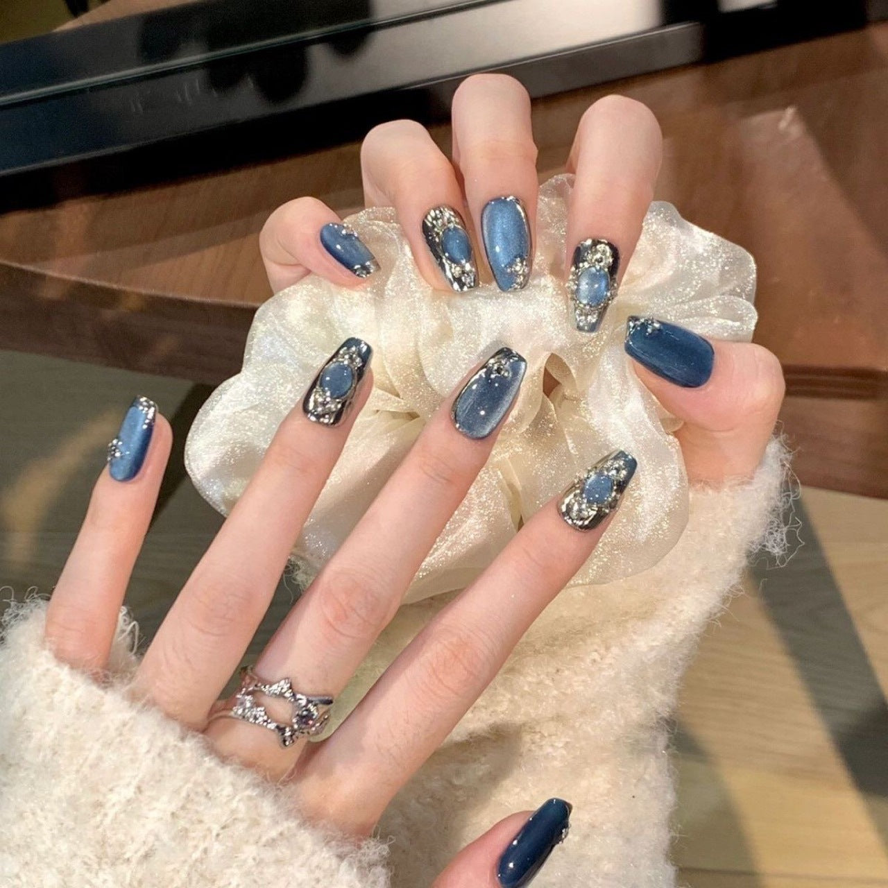(Handmade) 10pcs/Set Buccellati-Inspired French Press-On Nails