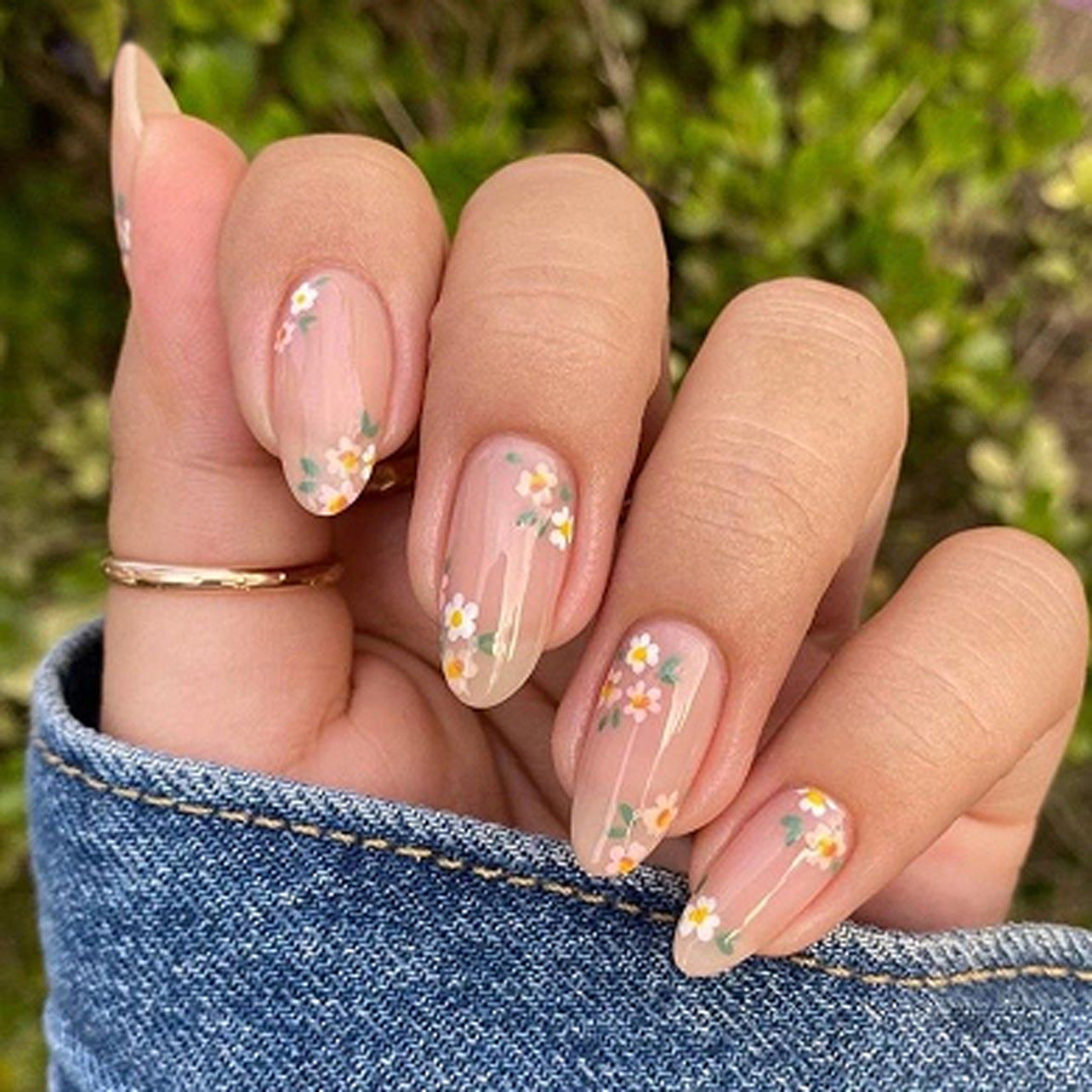 24pcs/Set Spring and Summer Flowers Press-On Nails