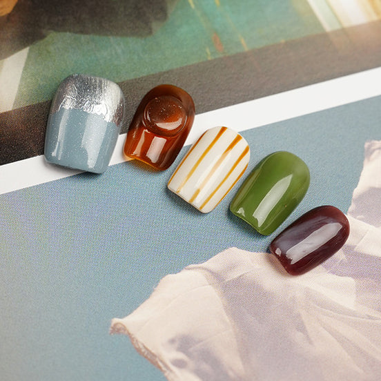 (Handmade) 10pcs/Set Colorful Cat Eye Press-On Nails