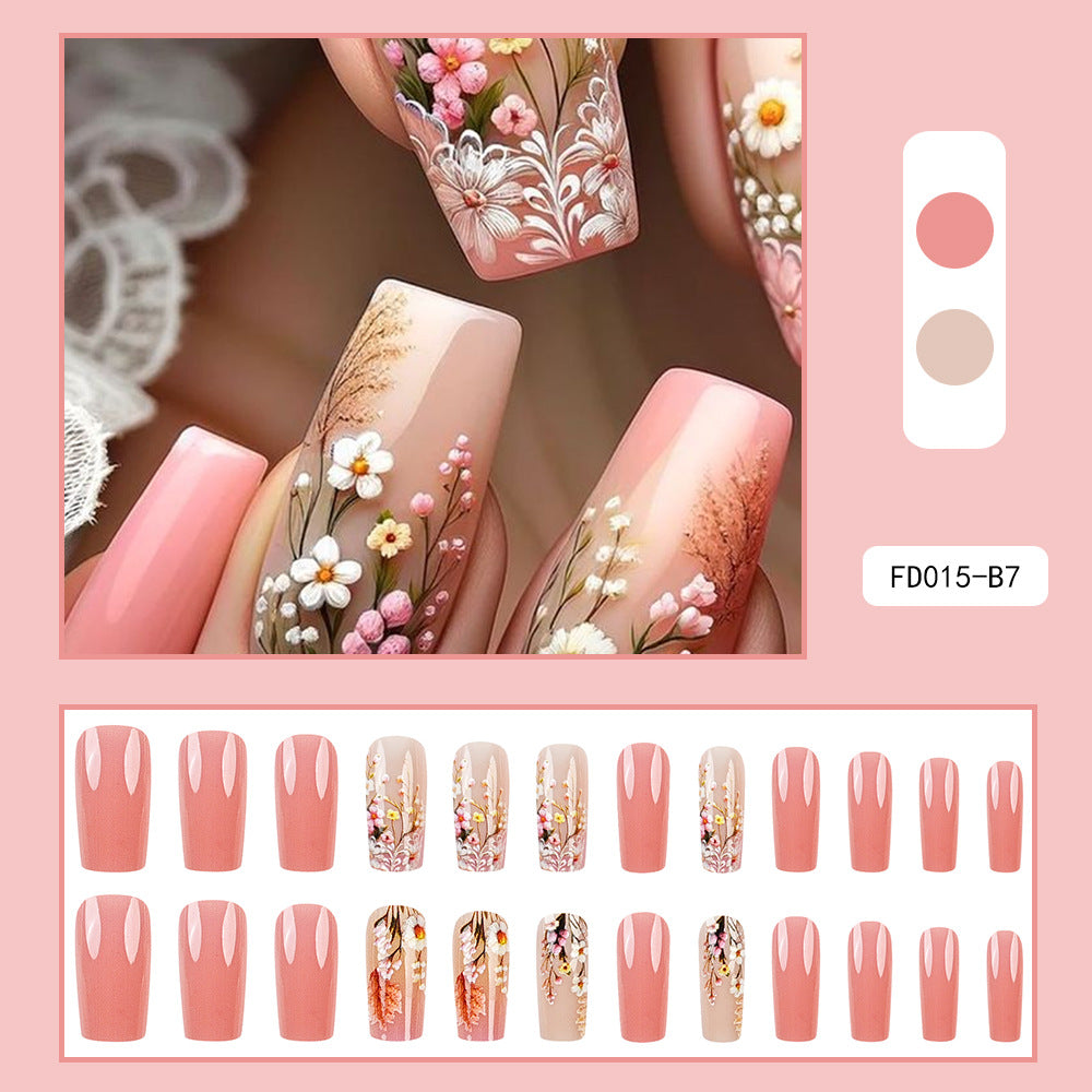 24pcs/Set Country Floral Press-On Nails