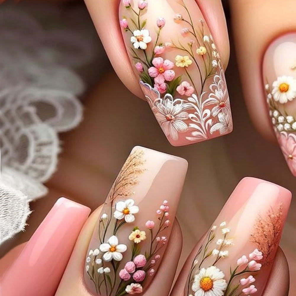 24pcs/Set Country Floral Press-On Nails