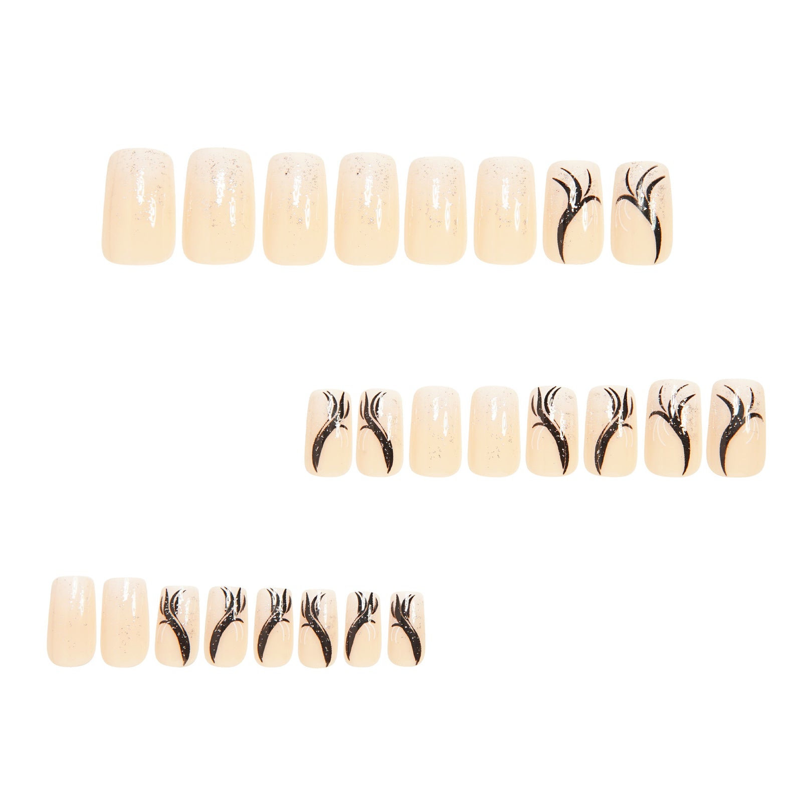 24pcs/Set White Glitter French Tips Press-On Nails
