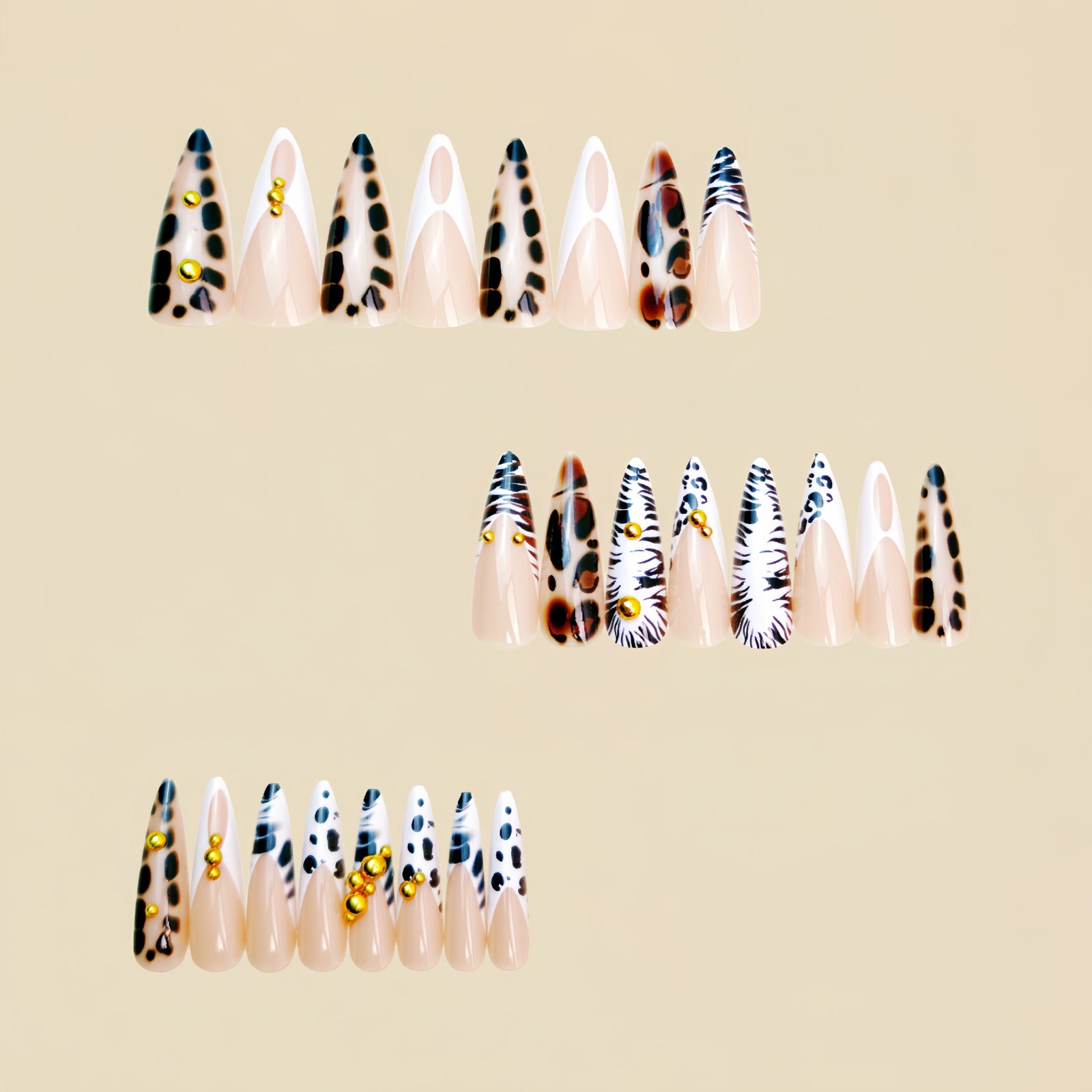 24pcs/Set Leopard Print Tie-Dye French Press-On Nails
