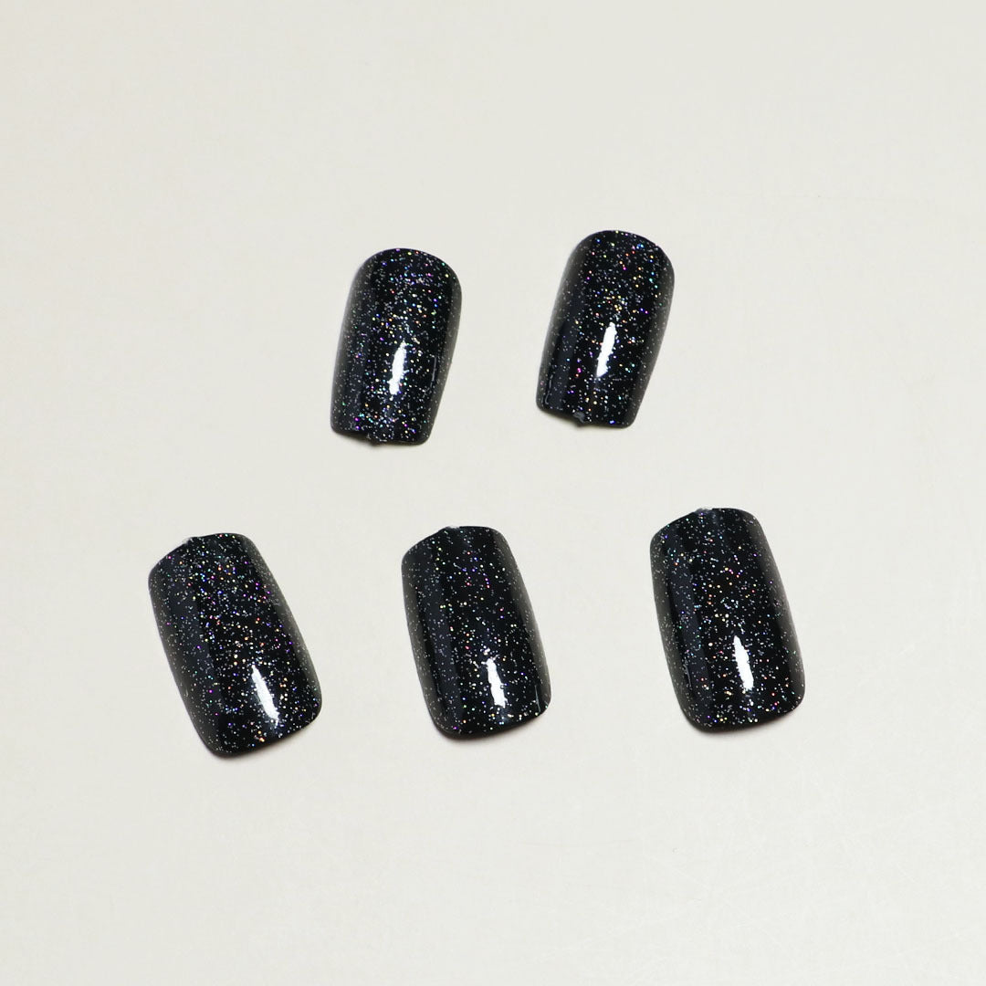 24pcs/Set Sparkling Black Press-On Nails