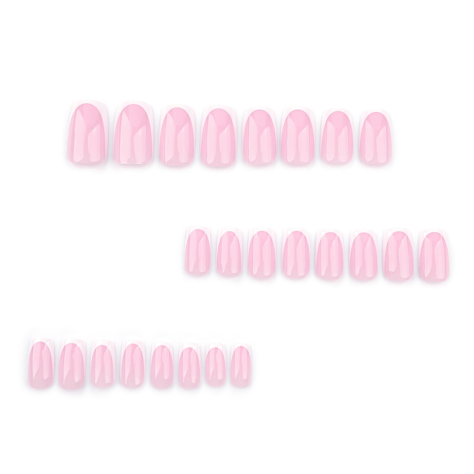 24pcs/Set Pink French Tips with White Edges Press-On Nails