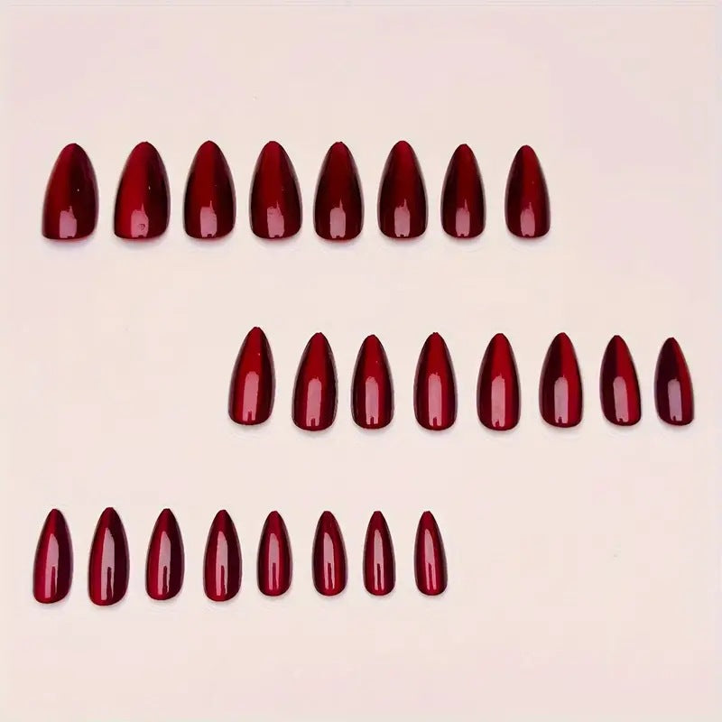 24pcs/Set Cherry Cat Eye Press-On Nails