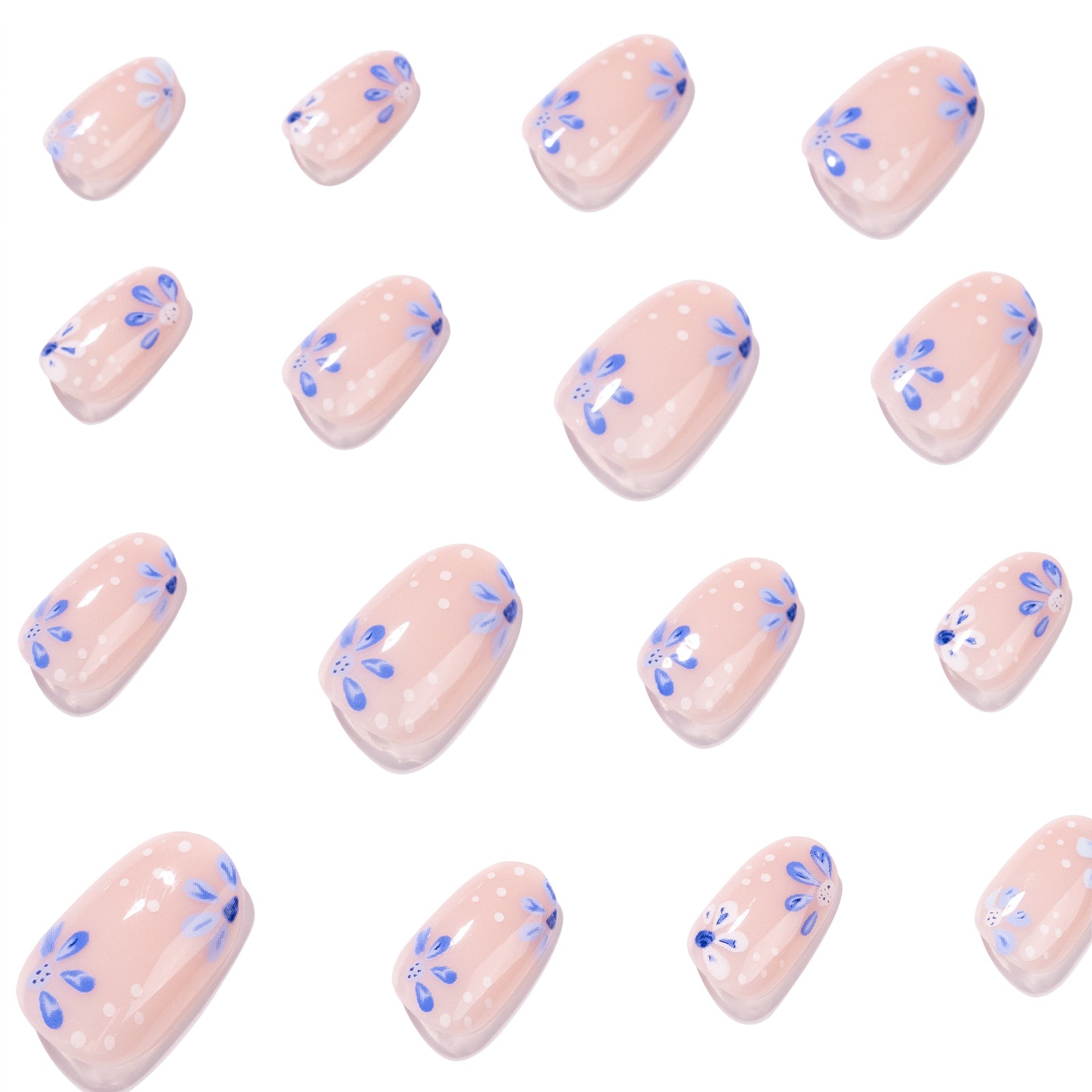 24pcs/Set Summer Blue Flowers Press-On Nails