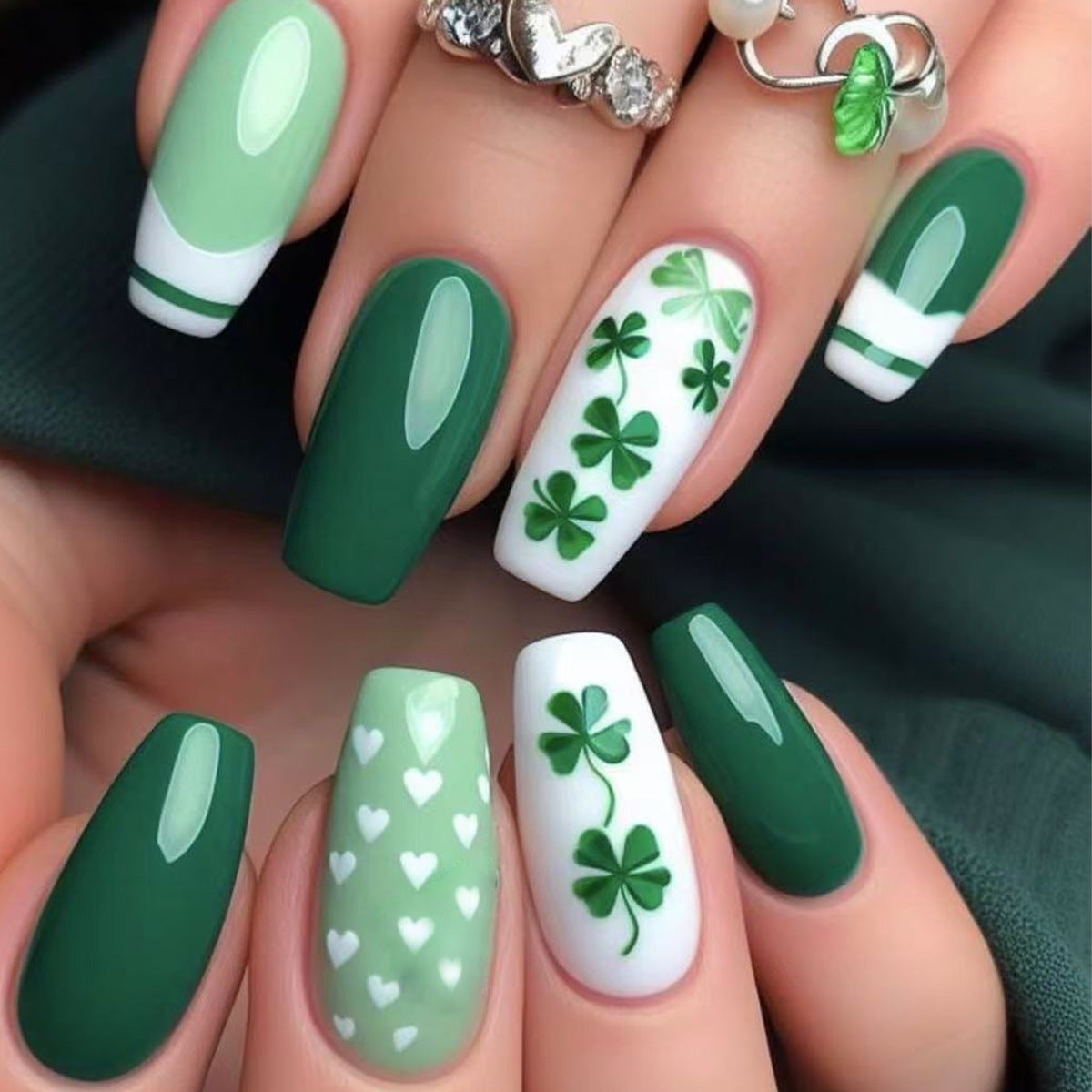 24pcs/Set Four-Leaf Clover Press-On Nails