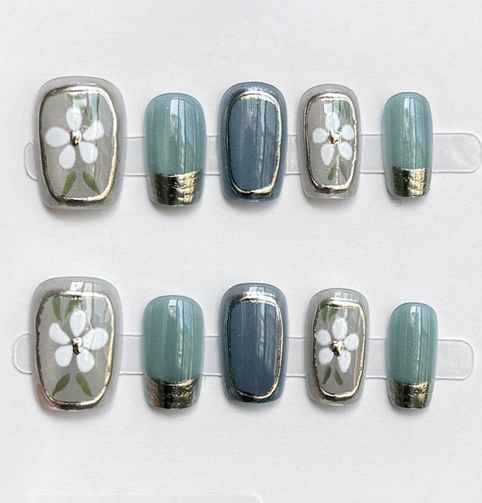 10pcs/Set Flower Press-On Nails