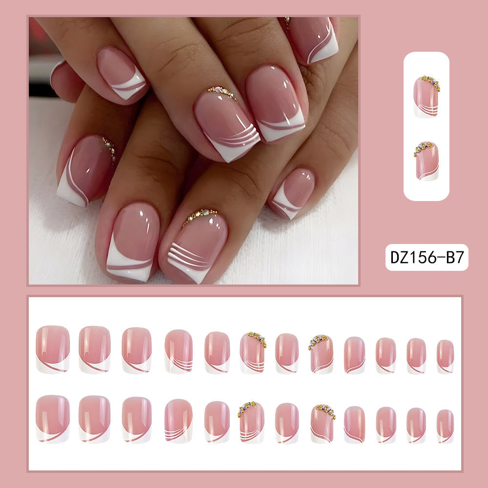 24pcs/Set Minimalist French Tip Press-On Nails