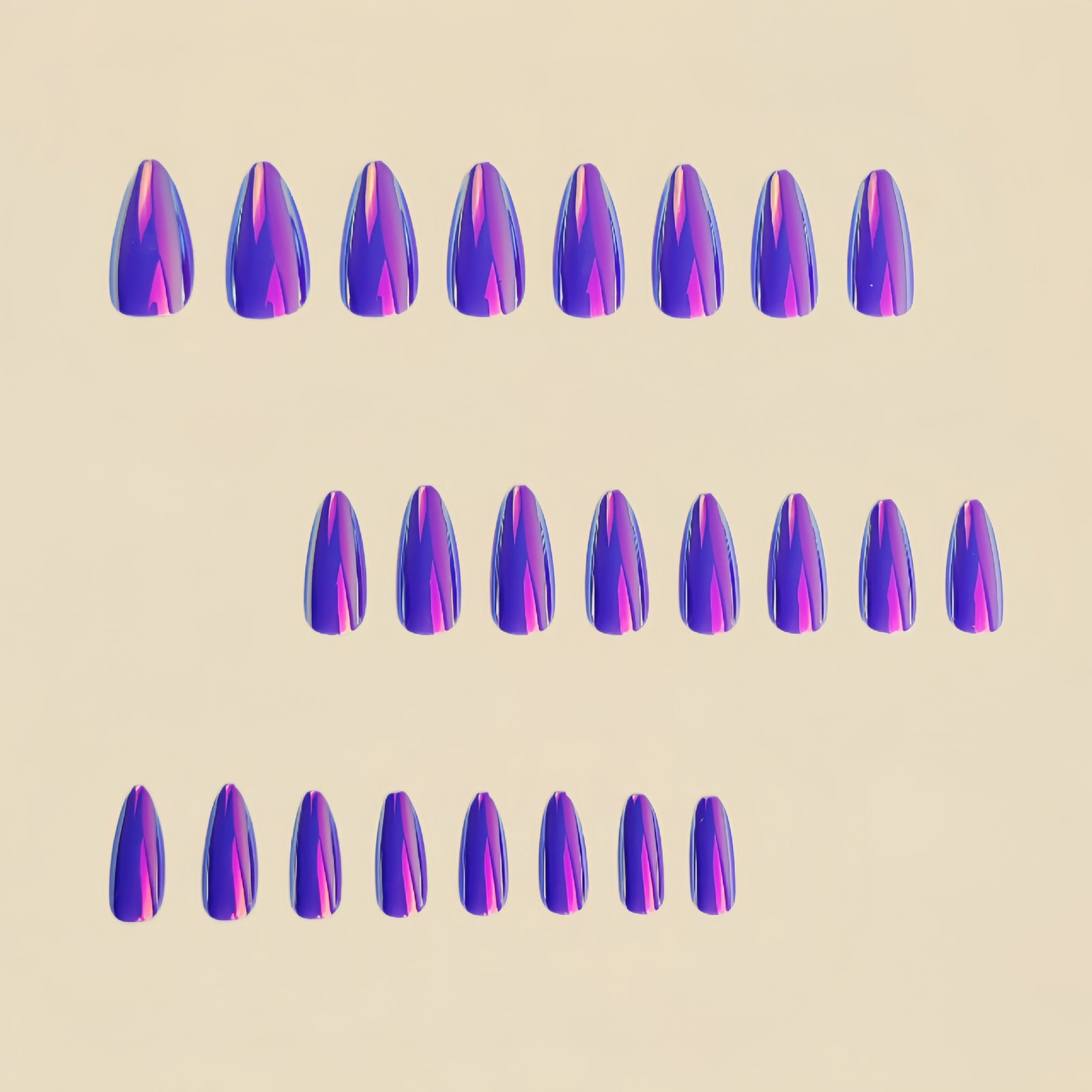 24pcs/Set Purple Aurora Chrome Press-On Nails