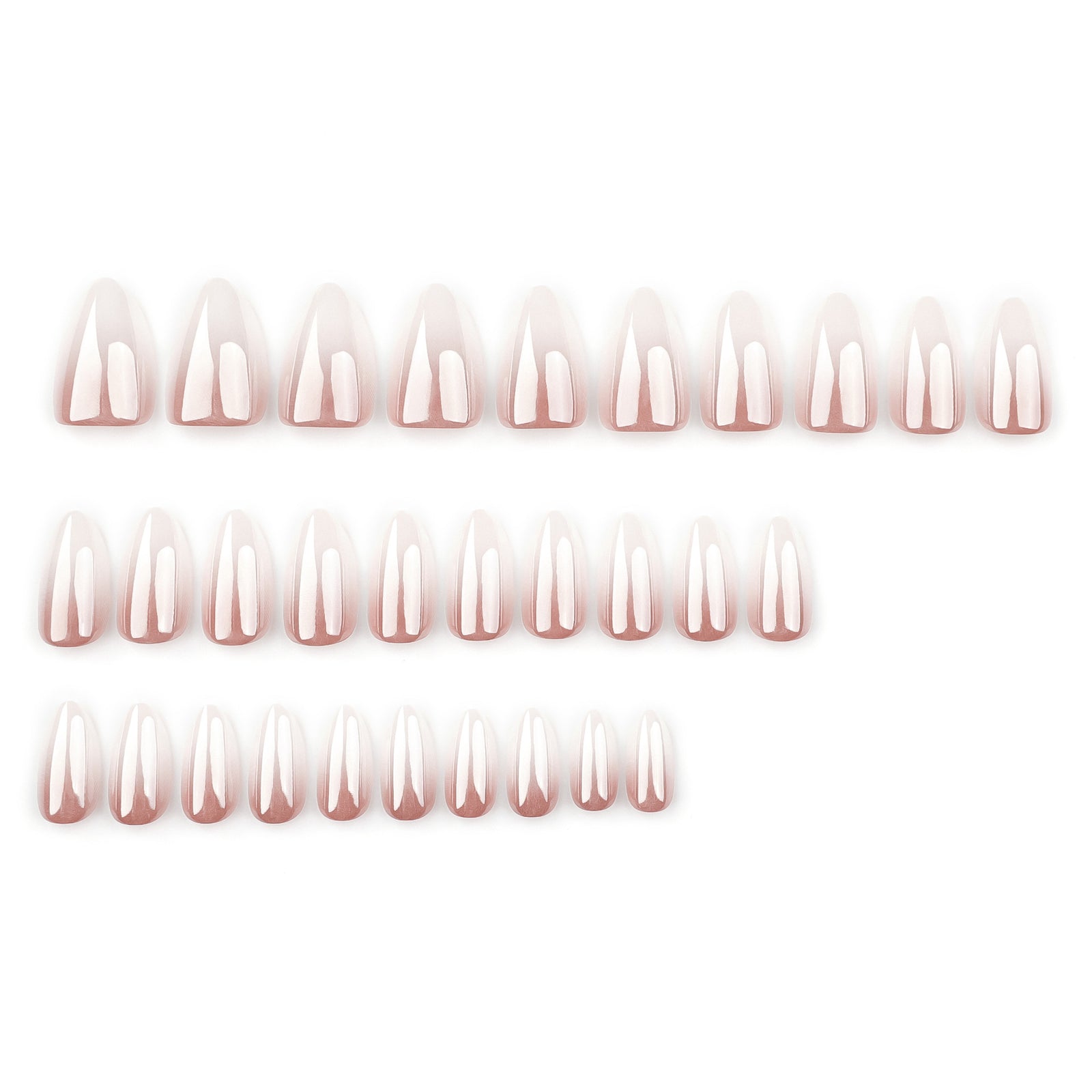 24pcs/Set White Gradient Chrome Press-On Nails