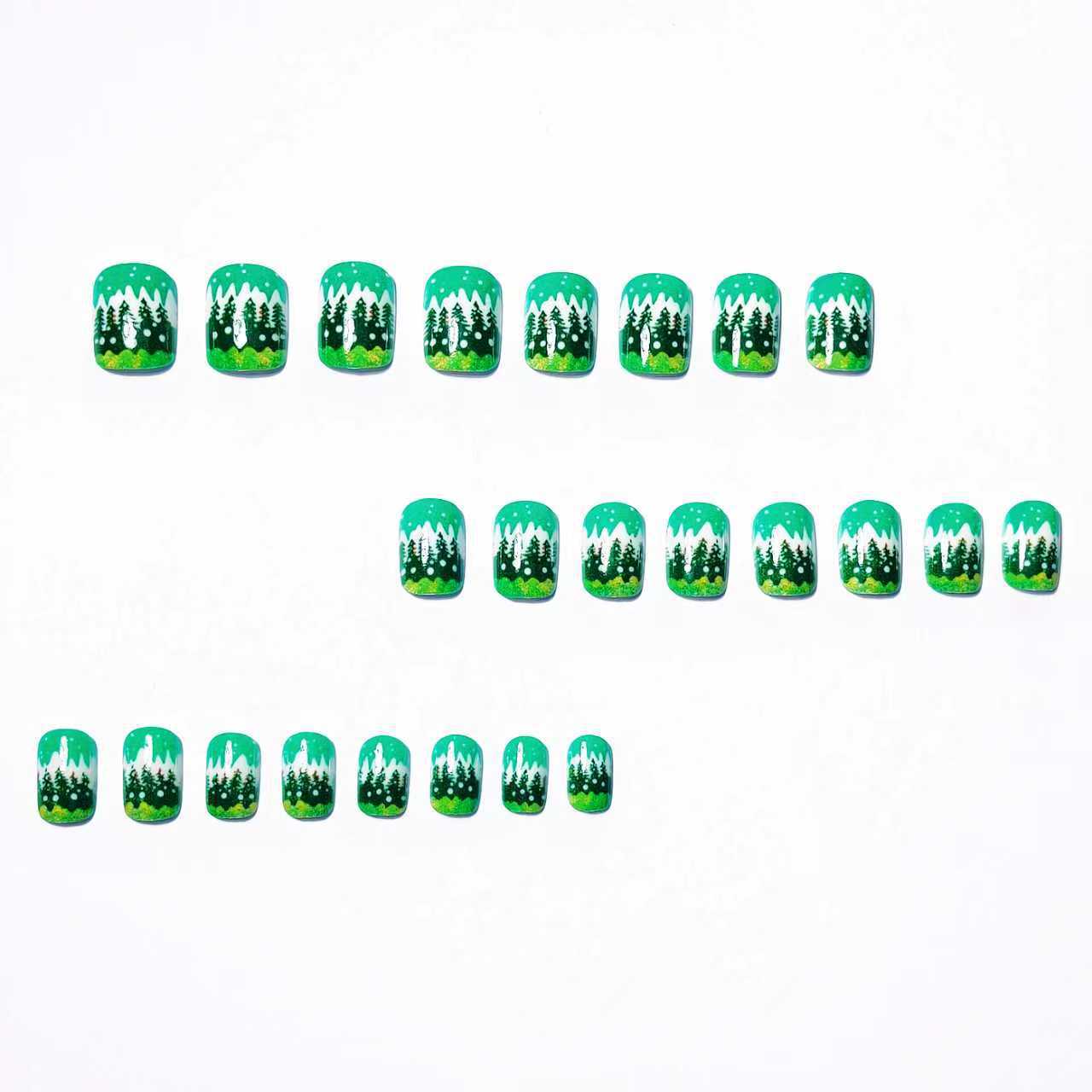 24pcs/Set Christmas Snowflake Tree Press-On Nails
