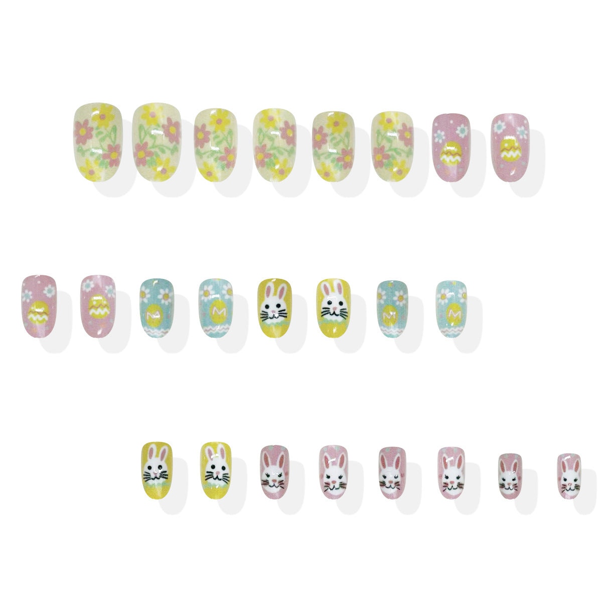 24pcs/Set Cute Easter Egg Bunny Press-On Nails