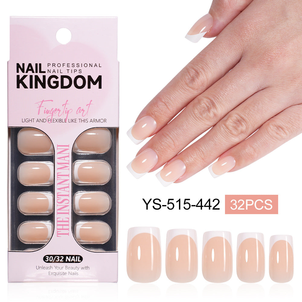 24pcs/Set Classic French Style Almond Press-On Nails