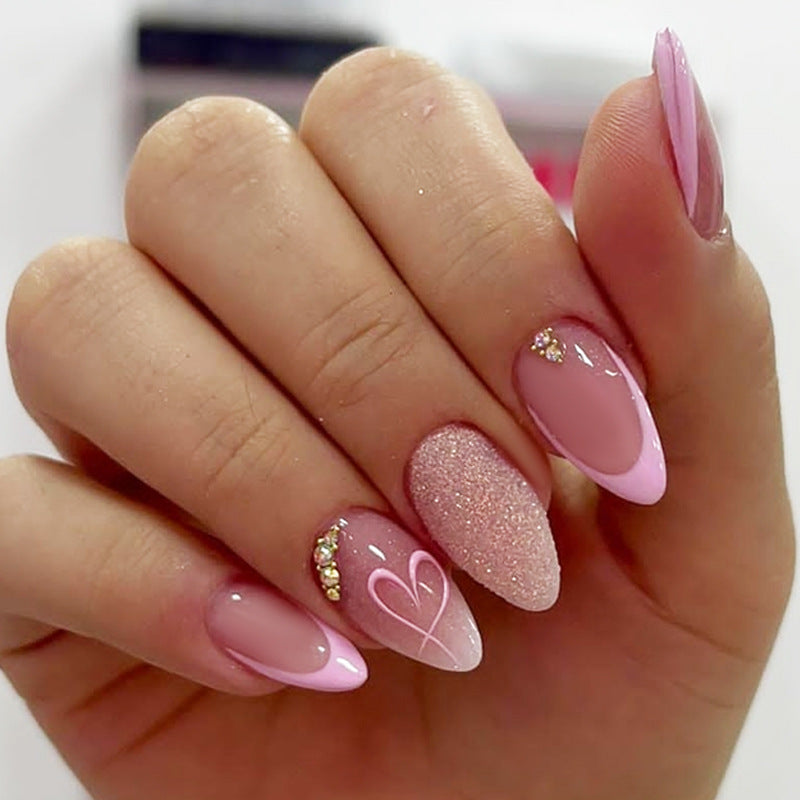 24pcs/Set Pink-to-White Glitter Ombre French Press-On Nails