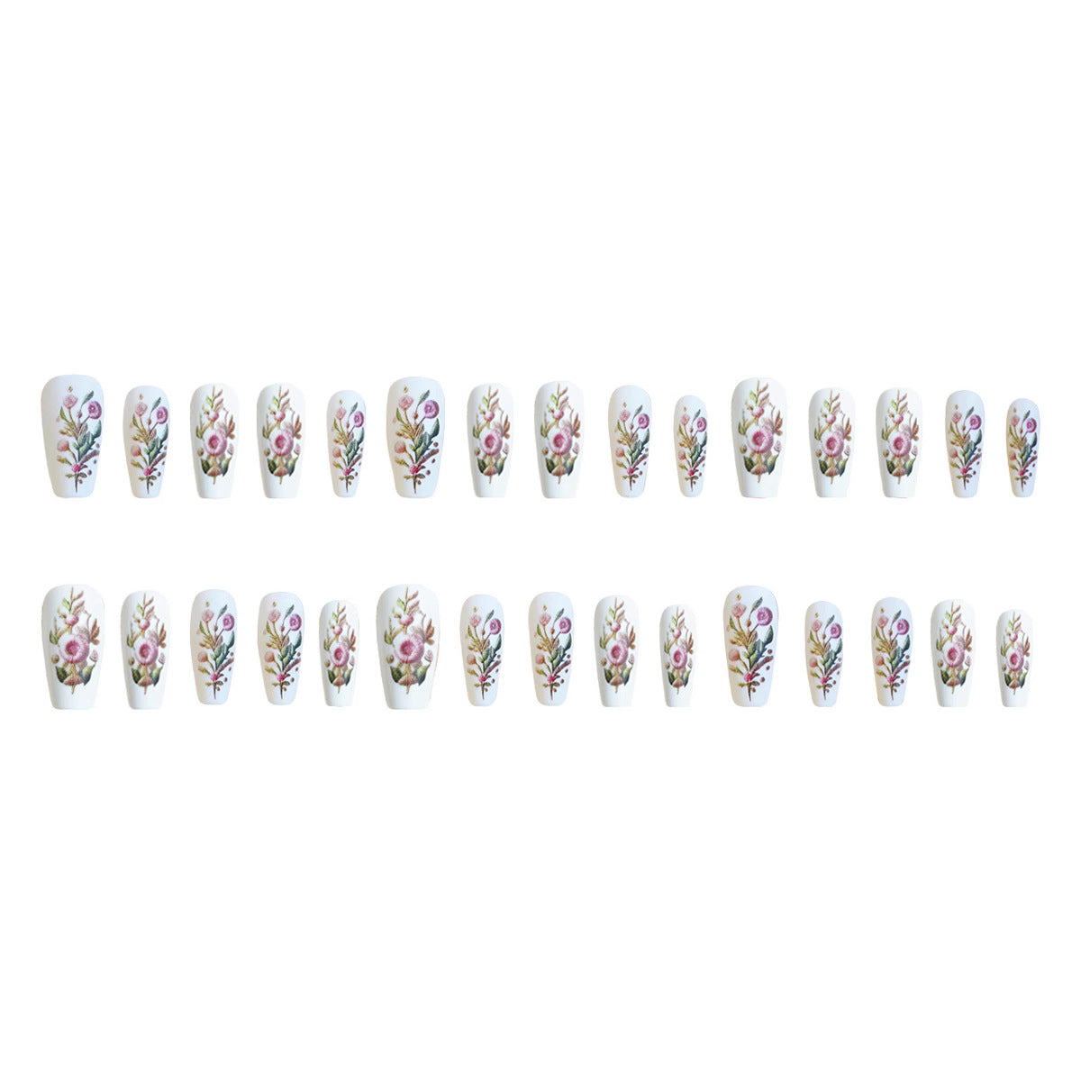 24pcs/Set Pastel Embroidery Press-On Nails