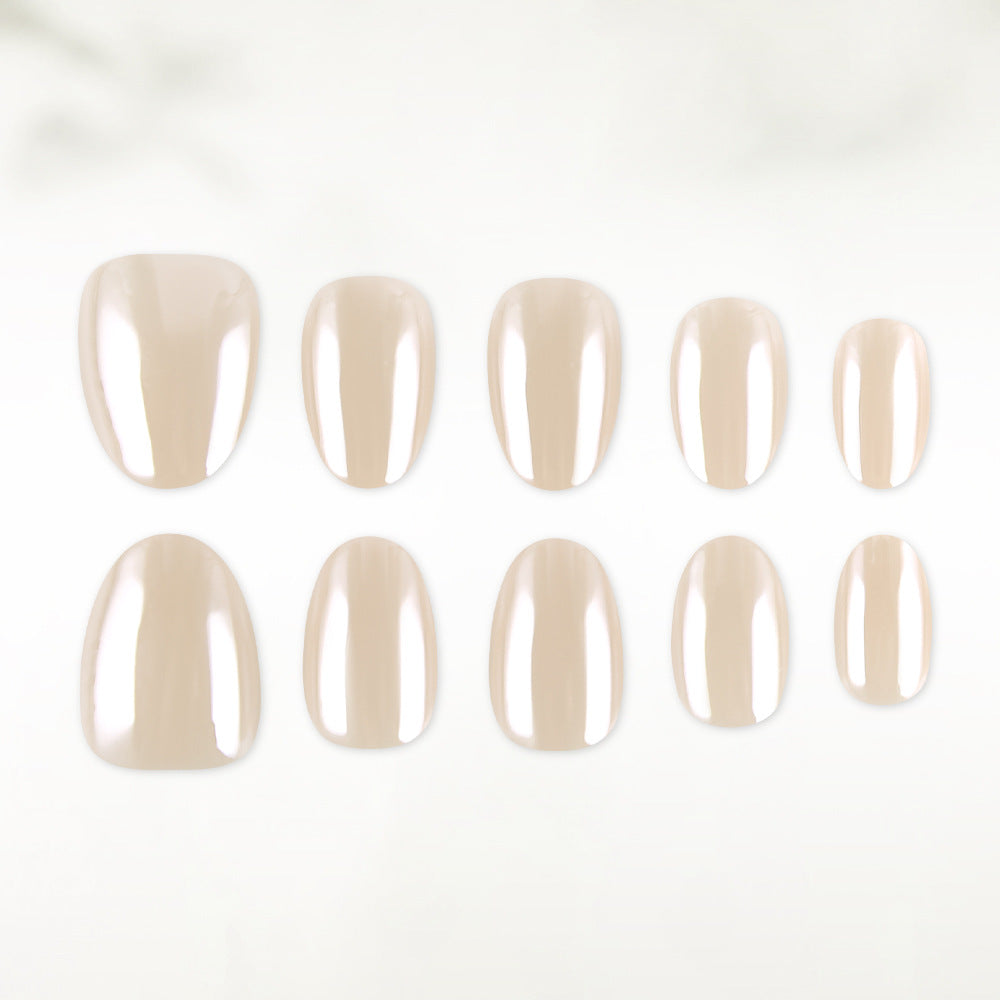 24pcs/Set Milk Tea Nude Chrome Press-On Nails