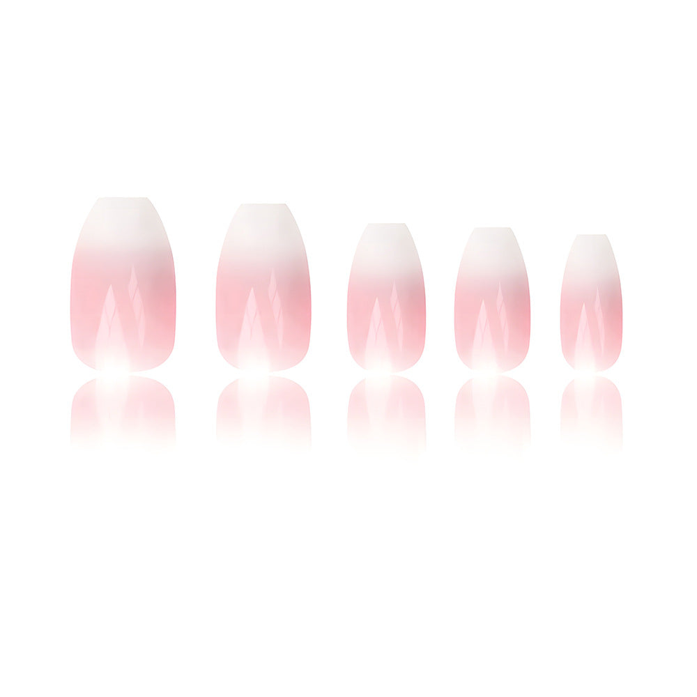 24pcs/Set Frosted Gradient Nude White Press-On Nails