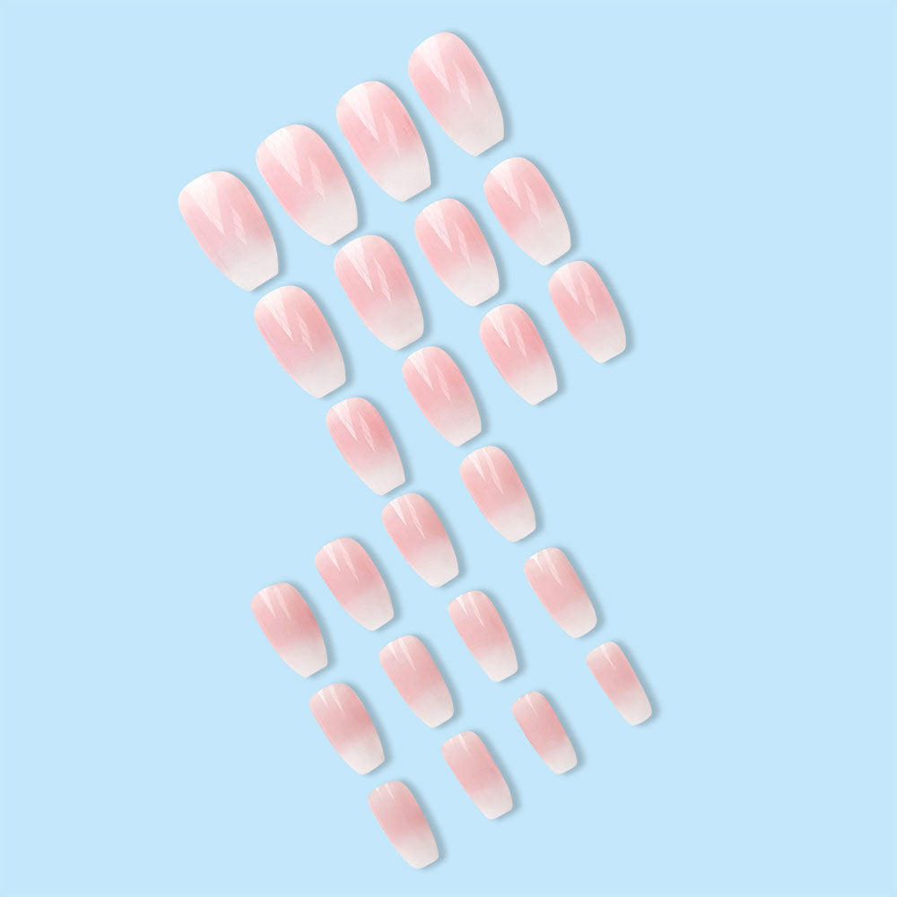 24pcs/Set Frosted Gradient Nude White Press-On Nails