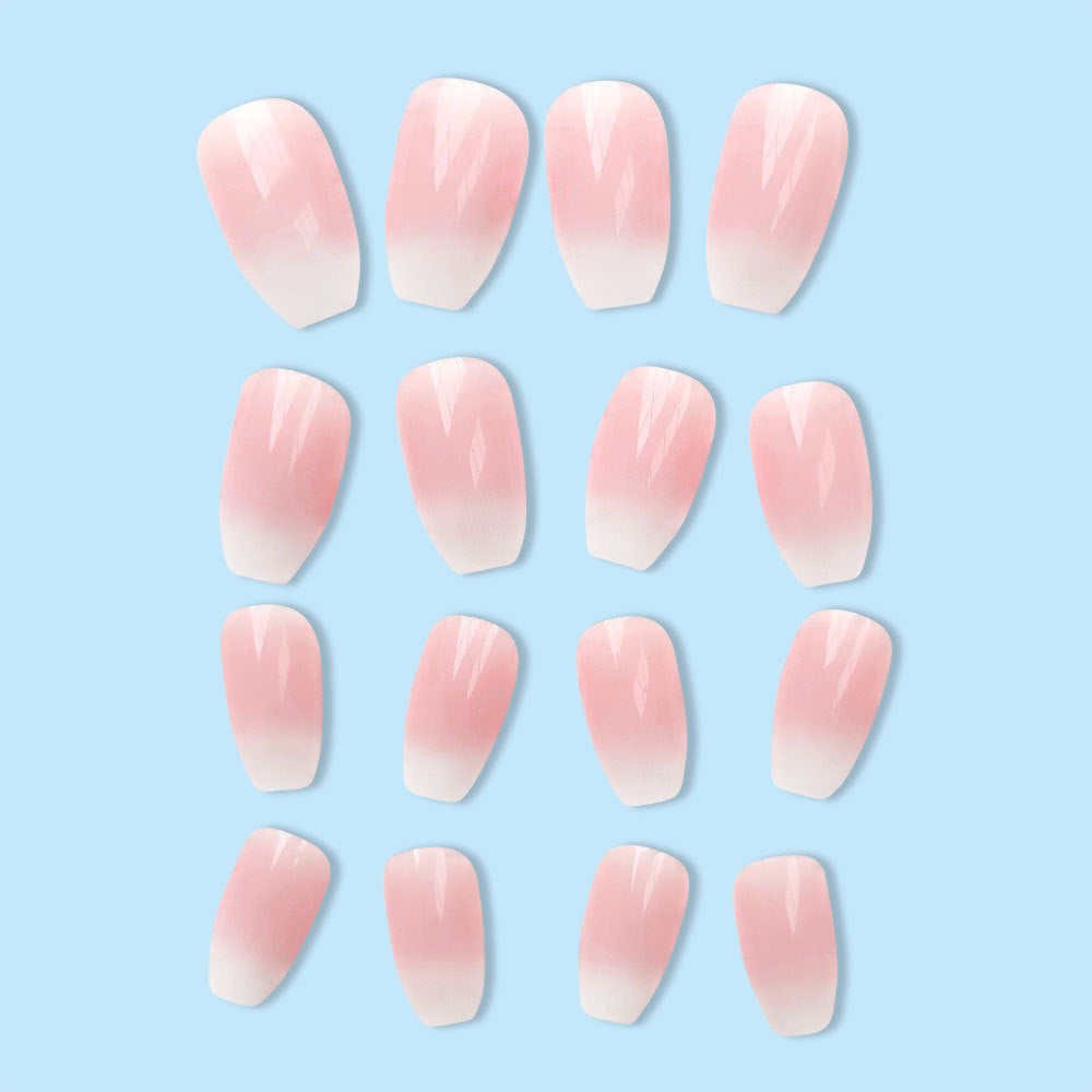 24pcs/Set Frosted Gradient Nude White Press-On Nails