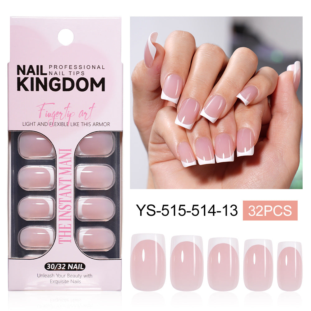 24pcs/Set Classic French Style Almond Press-On Nails