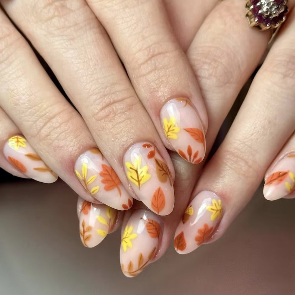 24pcs/Set Autumn–Winter Maple Leaves Press-On Nails