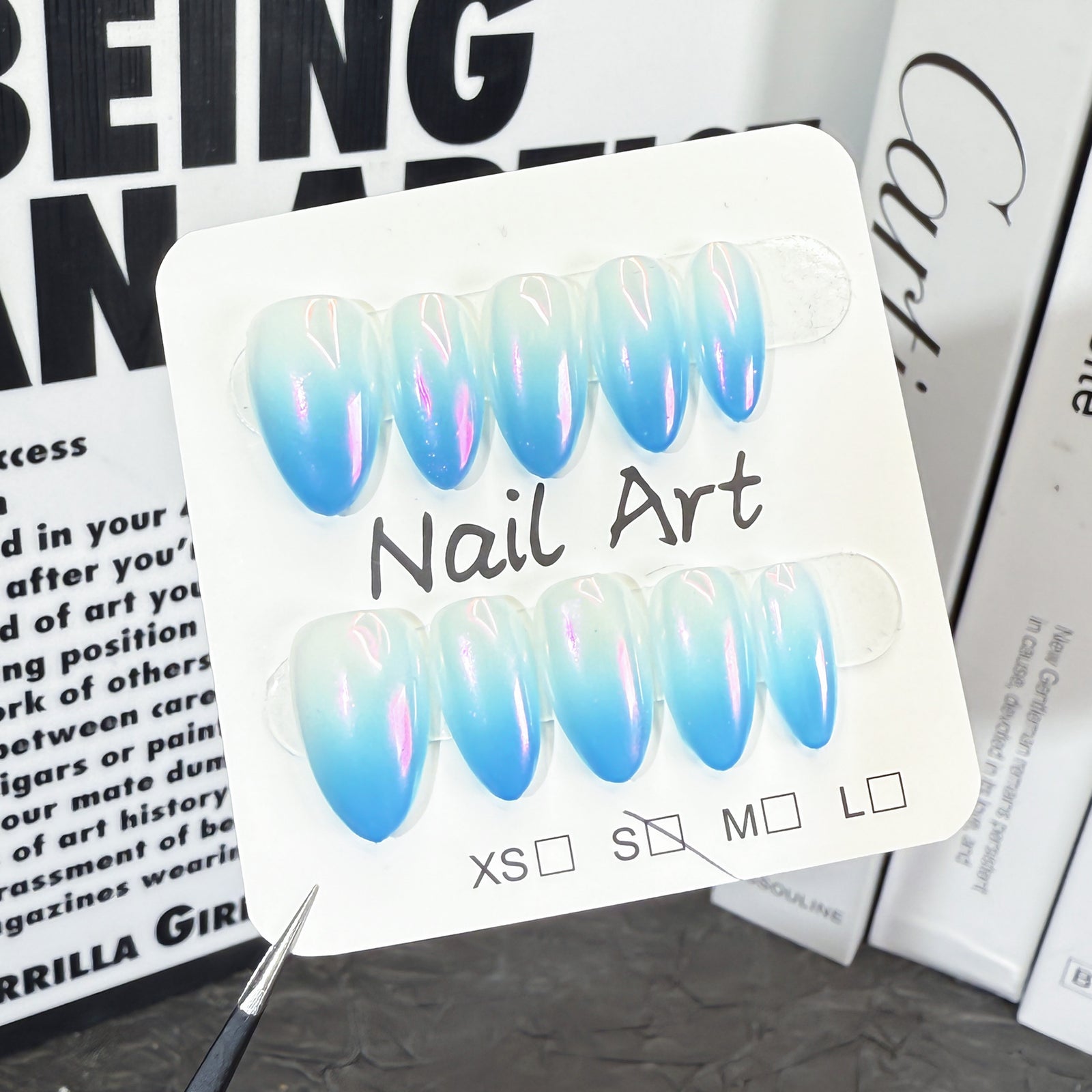 (Handmade) 10pcs/Set Pink Gradient Press-On Nails