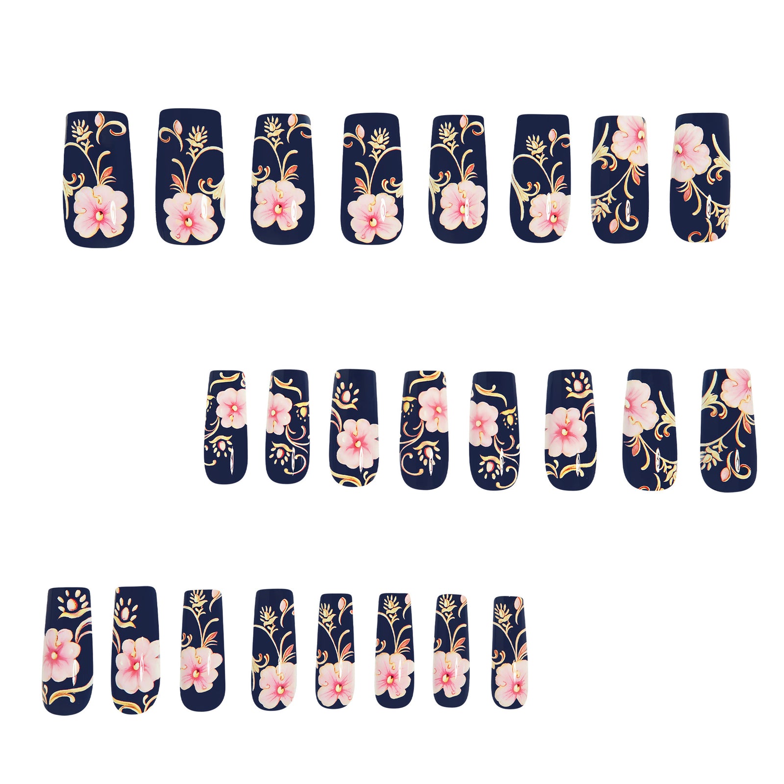 24pcs/Set 3D Embossed Red Rose Press-On Nails