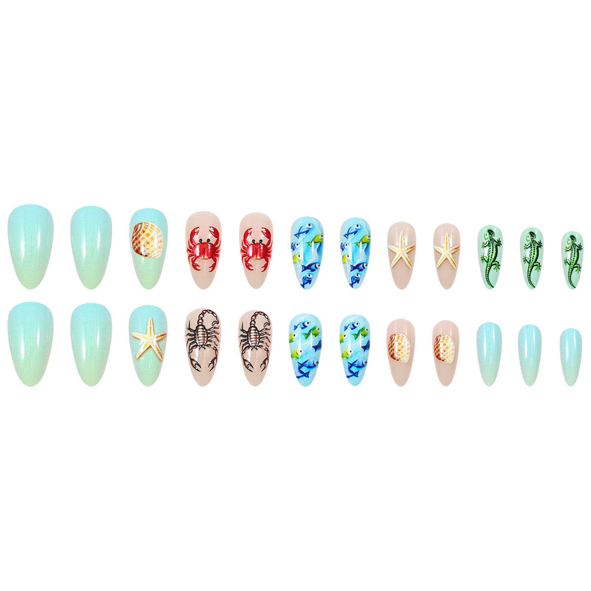 24pcs/Set Starfish & Seashell Press-On Nails