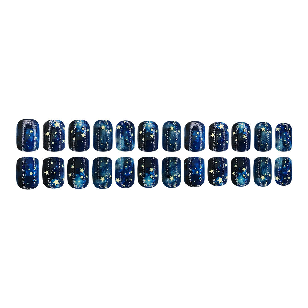 24pcs/Set Glossy Starry Sky Galaxy Press-On Nails