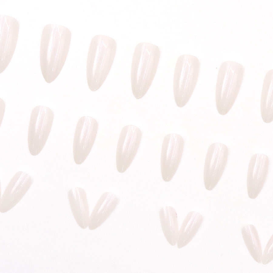24pcs/Set Aurora Pearlescent White Press-On Nails