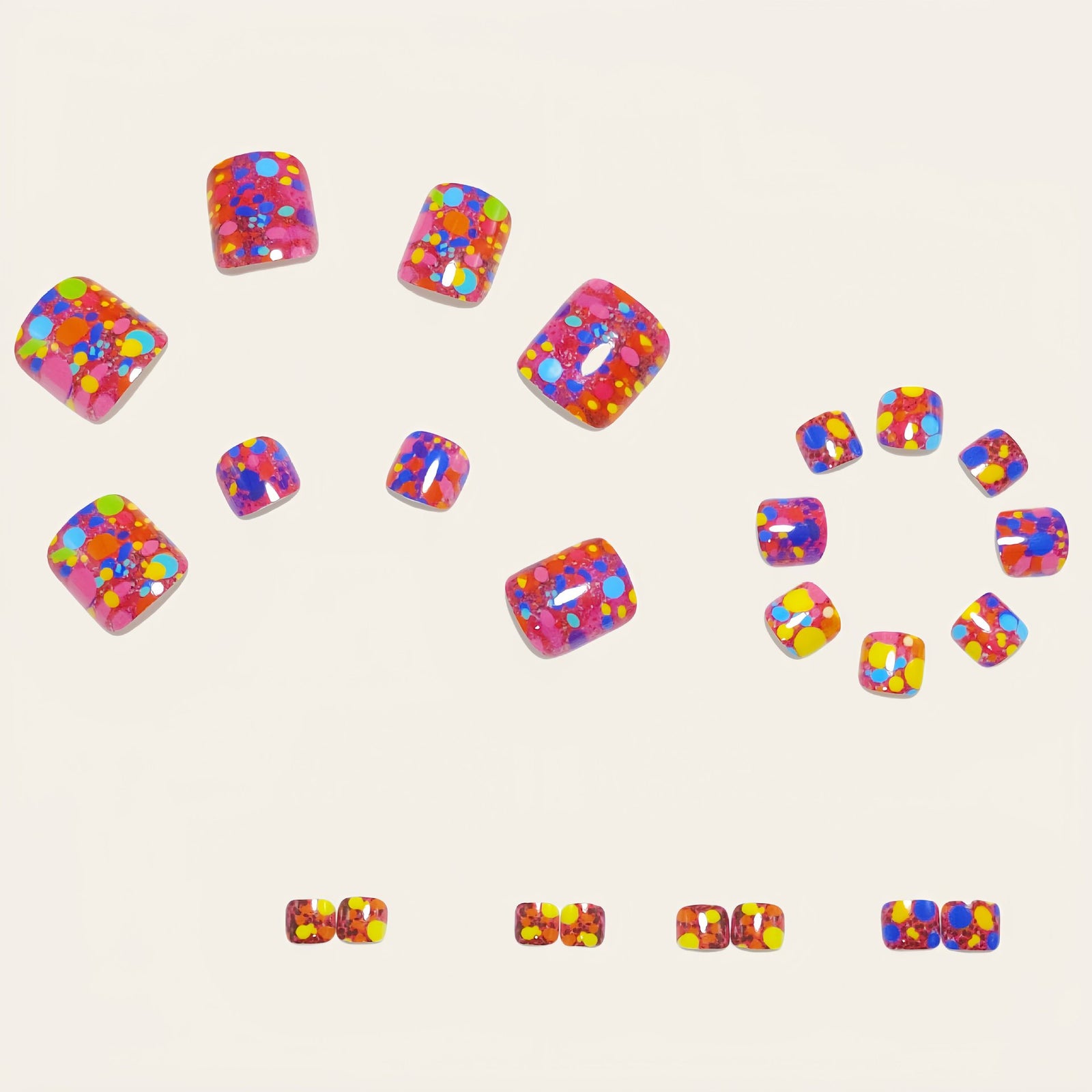 24pcs/Set Colorful Flash Glitter Press On Toe Nails