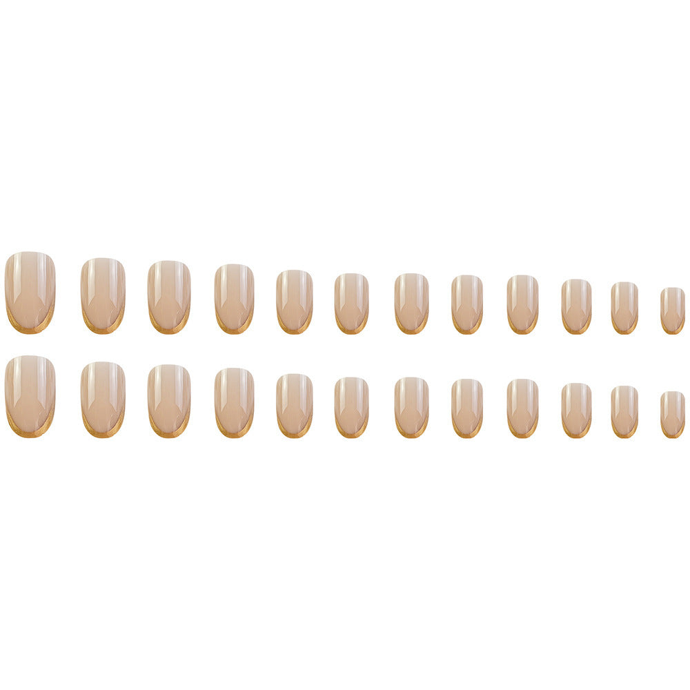 24pcs/Set Gold Edge French Tip Press-On Nails