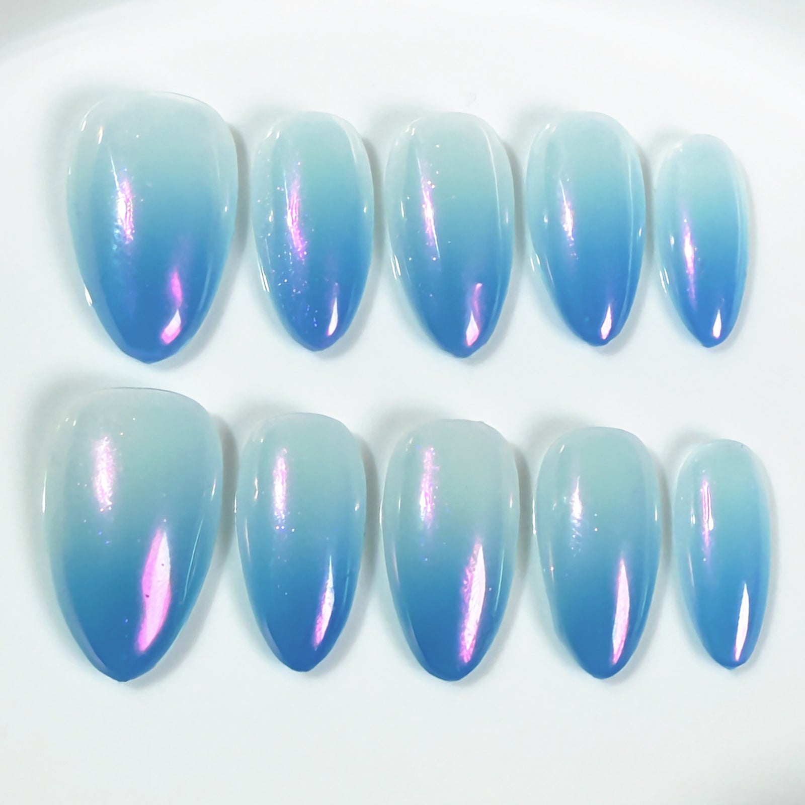 (Handmade) 10pcs/Set Pink Gradient Press-On Nails