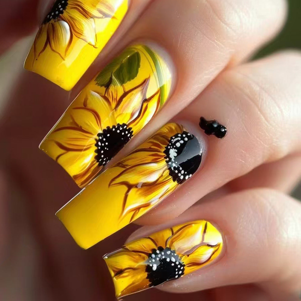 24pcs/Set Sunny Sunflower Press-On Nails